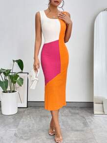 SHEIN Privé Đầm Chia Khối Màu Giải trí - Nhiều màu - Xem 5