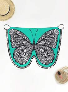 Swim Lushoire Floral Print Tassel Trim Wrap Hem Cover Up Dress,Summer Beach - Multicolor - View 5