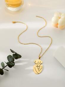 1pc Love-Full Necklace, Women's Lovely Collarbone Chain - Yellow Gold - View 2