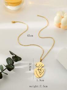 1pc Love-Full Necklace, Women's Lovely Collarbone Chain - Yellow Gold - View 4