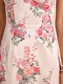 SHEIN Belle In hoa Cà vạt vai Xù Hoa Sen Váy Phù dâu Dây - Nhiều màu - Xem 7