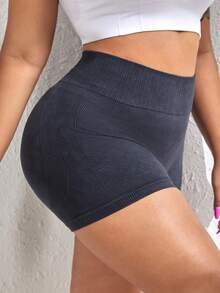 Yoga Basic Quần short thể thao Plus Size Xù màu trơn - màu đen - Xem 2