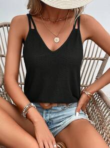 SHEIN Frenchy Áo khoác và áo lót dành cho xe tăng nữ Cắt ra màu trơn Giải trí - màu đen - Xem 1