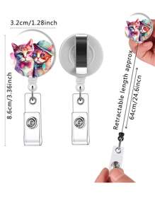 1 PC Họa Tiết Mèo Giá Đỡ Huy Hiệu Sáng Tạo Di Động Có Thể Thu Vào Thẻ Tên Huy Hiệu Giá Đỡ Có Kẹp Dành Cho Nhân Viên Văn Phòng, Sinh Viên, Giáo Viên - màu đen - Xem 4
