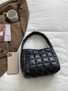 Medium Square Bag Quilted Pattern Solid Black - Black - View 4