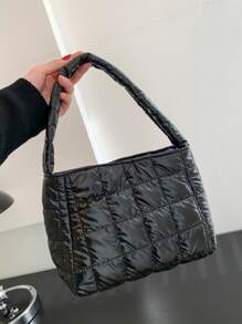 Medium Square Bag Quilted Pattern Solid Black - Black - View 5