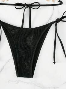 链式吊带三角带侧边比基尼套装，适合夏季海滩度假 - 黑色 - 查看 6