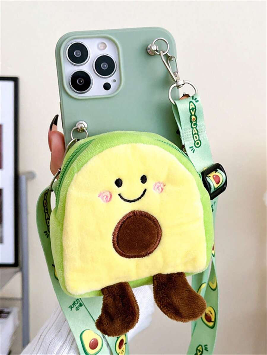 Pig Decor Phone Case With Strap - Pink - View 1