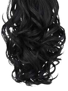 短卷馬尾合成纖維接髮帶爪 - 黑色 - 查看 5