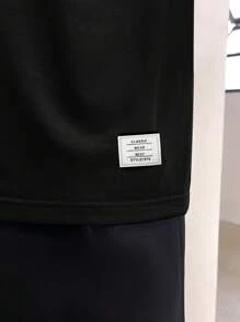 Manfinity VCAY Áo ba lỗ đệm vai trơn cỡ lớn cho nam - màu đen - Xem 7