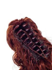 Short Curly Ponytail Synthetic Hair Extension - Red - View 5