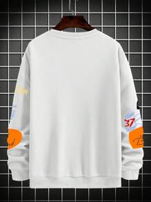 Manfinity Hypemode Loose Fit Men's Letter Print Drop Shoulder Sweatshirt - White - View 2