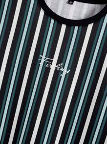 Manfinity Homme Men Striped & Letter Graphic Tee - Multicolor - View 3