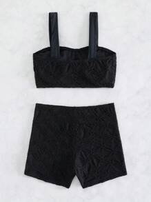 Solid Bikini Set For Summer Beach - Black - View 4