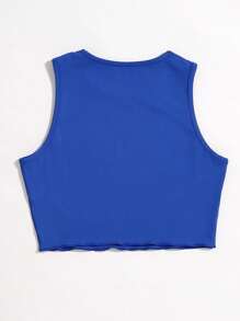 SHEIN Unity 字母圖案短款背心 - 藍色 - 查看 2