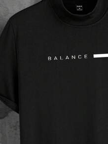 Manfinity Homme Hombres Pantalones deportivos con camiseta con estampado de letra - Negro - Ver 5