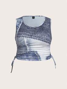 Flirla Áo hai dây Plus Size Dây kéo Xù Tất cả trên in Giải trí - Nhiều màu - Xem 1