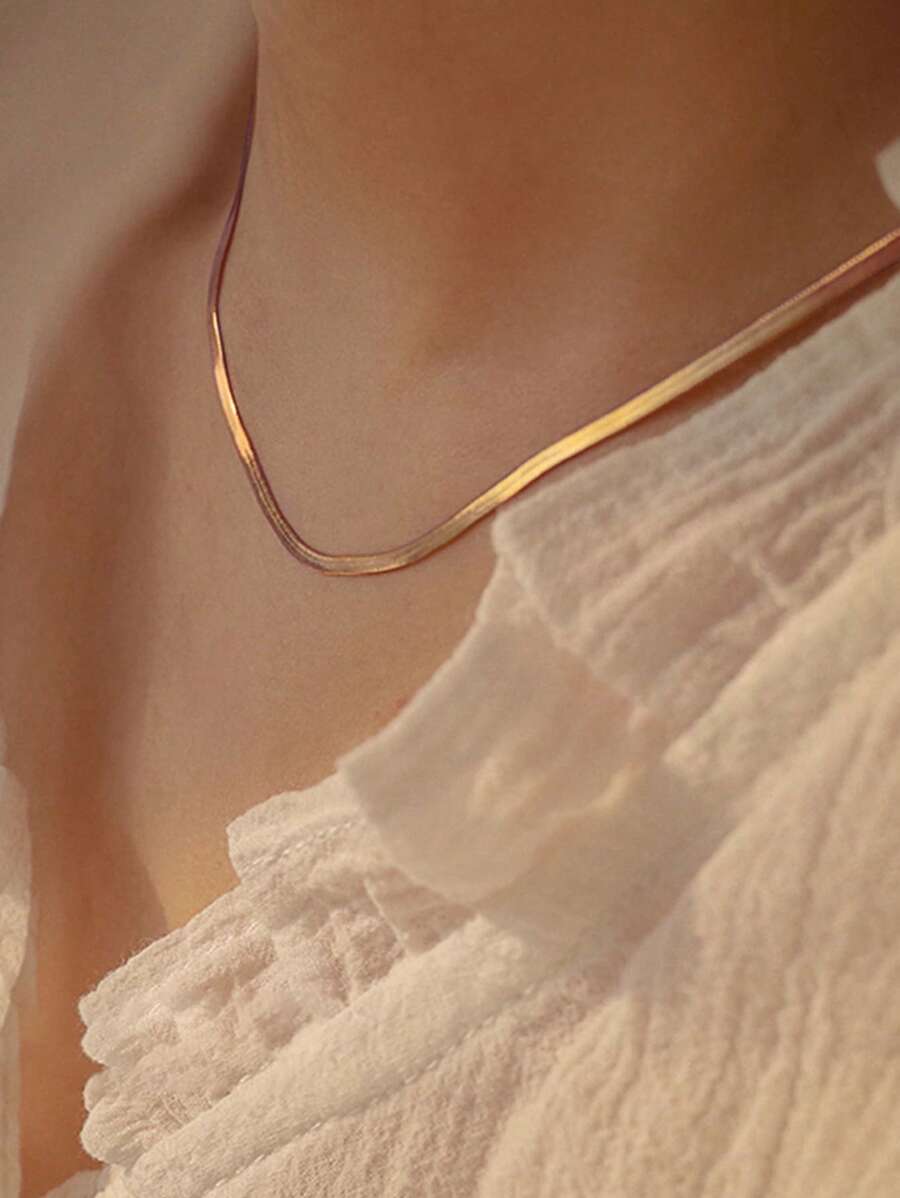 Nooxian Minimalist Chain Necklace - Rose Gold - View 1