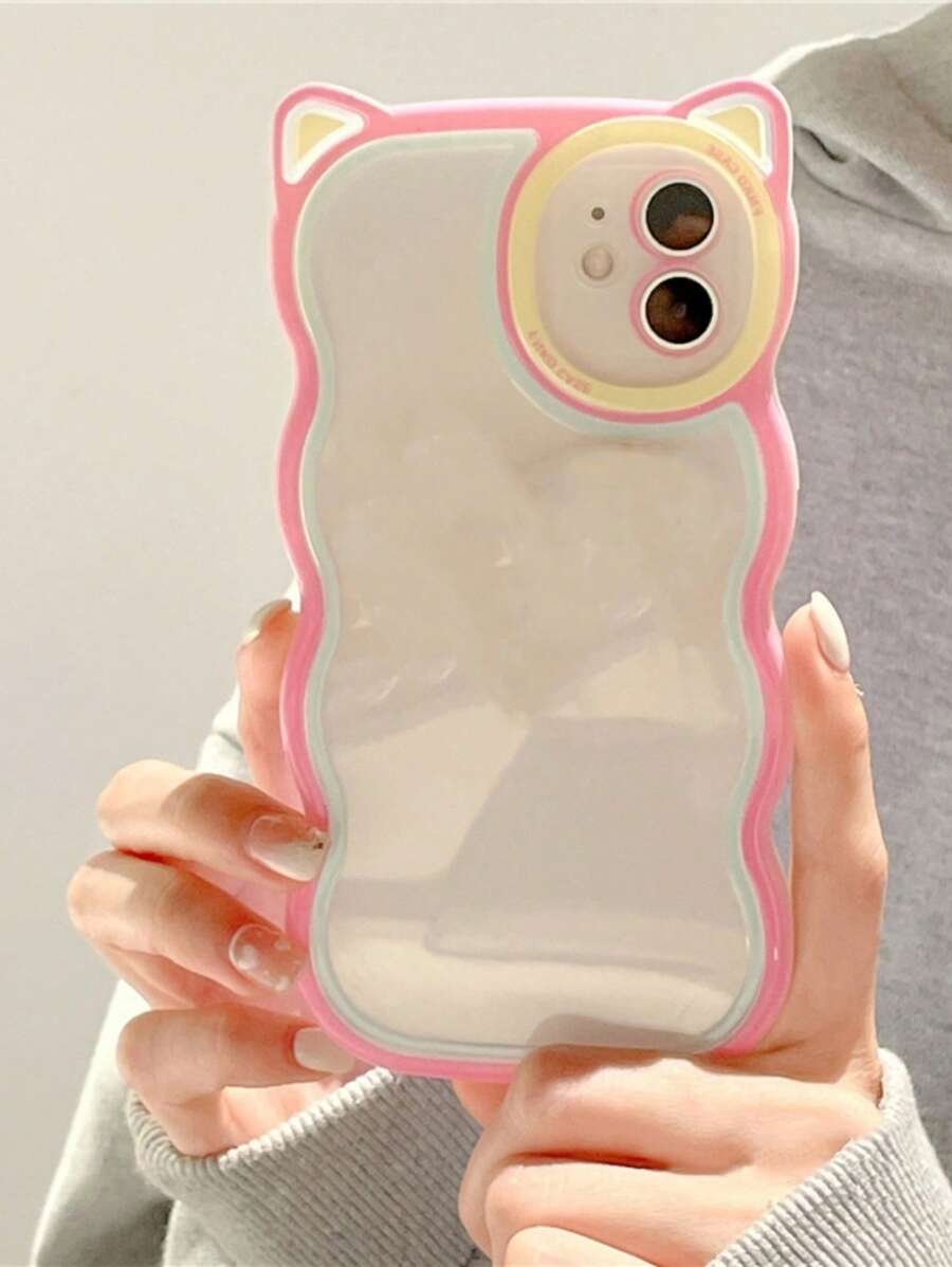 Structured Clear Phone Case - Pink - View 1