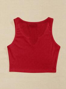 Breezaya Top tank de cuello de muesca tejido de canalé - Burdeos - Ver 2