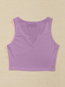 SHEIN Unity Áo khoác và áo lót dành cho xe tăng nữ Gân đan màu trơn Giải trí - Màu Lilac Tím - Xem 2