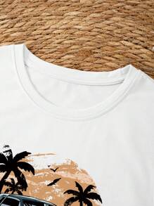 INAWLY Car & Letter Graphic Tank Top - White - View 3