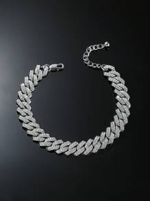 1 Miếng Sang trọng Hợp kim kẽm Đồ trang trí Rhinestone vòng chân Cho nam giới Đối với Cuộc sống hàng ngày , Đối với Đồ trang sức Qủa tặng Và Buổi tiệc - Bạc - Xem 2