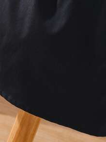 SHEIN Girls Two Tone Puff Sleeve Bow Front Dress - Black and White - View 3