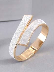 1pc Fashionable & Concise Cross Design Open Cuff Bracelet For Women - Yellow Gold - View 12