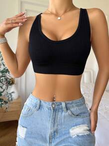 金屬亮絲織帶交叉露背無鋼圈內衣