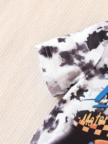 Áo sơ mi tay ngắn nhuộm màu thường ngày cho bé trai mùa hè có in hình ô tô và chữ - Nhiều màu - Xem 5