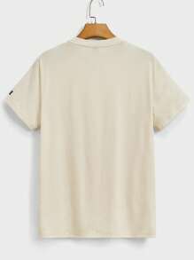 GENTILAND Nam Áo thun Bông Đồ họa Chữ cái - Màu be - Xem 2