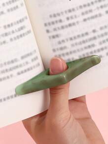 1 Pc Green Thumb Shaped Polyresin Book Holder, Creative Reading Tree Resin Bookmark Book Expander - Green - View 1