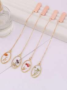 1入組花卉設計鋅合金書籤創意多用途書頁標記 - 紫色 - 查看 3