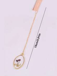 1入組花卉設計鋅合金書籤創意多用途書頁標記 - 紫色 - 查看 4