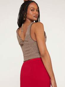 SHEINNeu 前繫帶短款背心 - 摩卡棕 - 查看 6