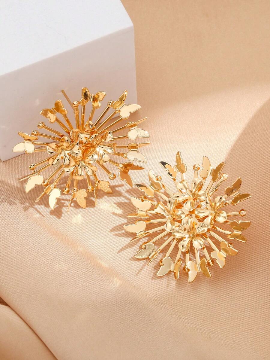 1 đôi bông tai trang trí hình bướm thời trang cho phụ nữ để trang trí hàng ngày - Vàng - Xem 1