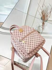 Cute Small Zipper Backpack, Women's Backpack With Adjustable StrapSchool Bag,Portable,Lightweight, Suitable For Teen Girls Women College Students,Boys And Men,Teacher,White-Collar Workers, Perfect For Back To School,First Day Of School,College,Middle School, High School,Holiday - Pink - View 6