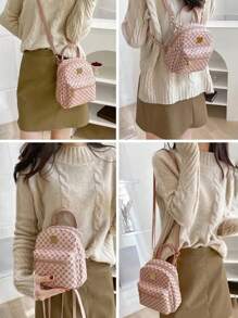 Cute Small Zipper Backpack, Women's Backpack With Adjustable StrapSchool Bag,Portable,Lightweight, Suitable For Teen Girls Women College Students,Boys And Men,Teacher,White-Collar Workers, Perfect For Back To School,First Day Of School,College,Middle School, High School,Holiday - Pink - View 7