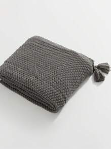 1pc Bohemian Style Tassel Knitted Blanket, Soft Comfy Warm Decorative Throw Blanket For Sofa, Couch, Bed, Living Room, Bedroom, Dorm, Office, Car, Travel, Picnic, Party, Suitable For All Seasons - Grey - View 9