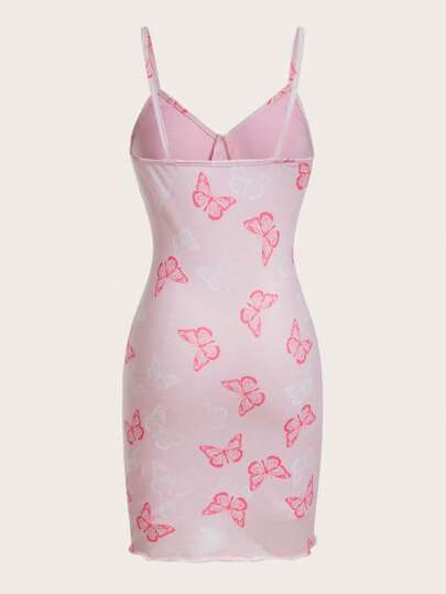 Vestido de tirantes con estampado de mariposa