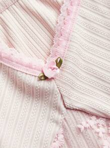 ROMWE Kawaii Contrast Lace Cami Top - Pink - View 4