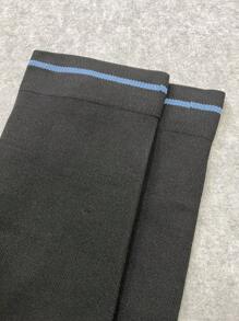 2對針織織物健身競技壓縮過膝運動襪 - 黑與白 - 查看 3