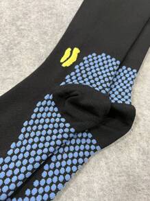 2對針織織物健身競技壓縮過膝運動襪 - 黑與白 - 查看 5