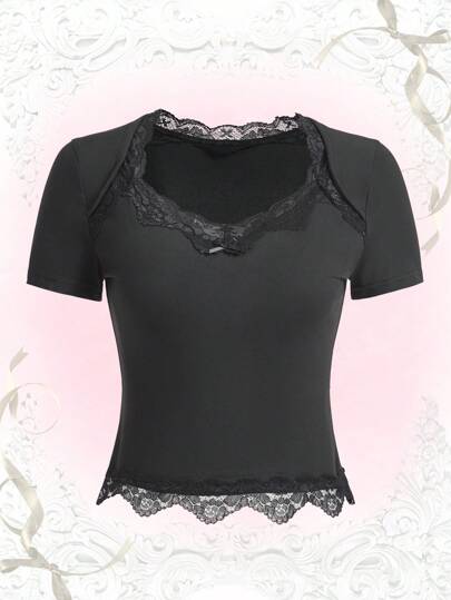 Kawaii Contrast Lace Tee