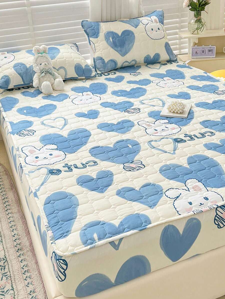 1 Họa Tiết Trái Tim Có Thể Giặt Trải Giường, Chất Liệu Vải Hiện Đại Mềm Trang Bị Tấm Cho Phòng Ngủ, Tất Cả Các Mùa - Nhiều màu - Xem 1