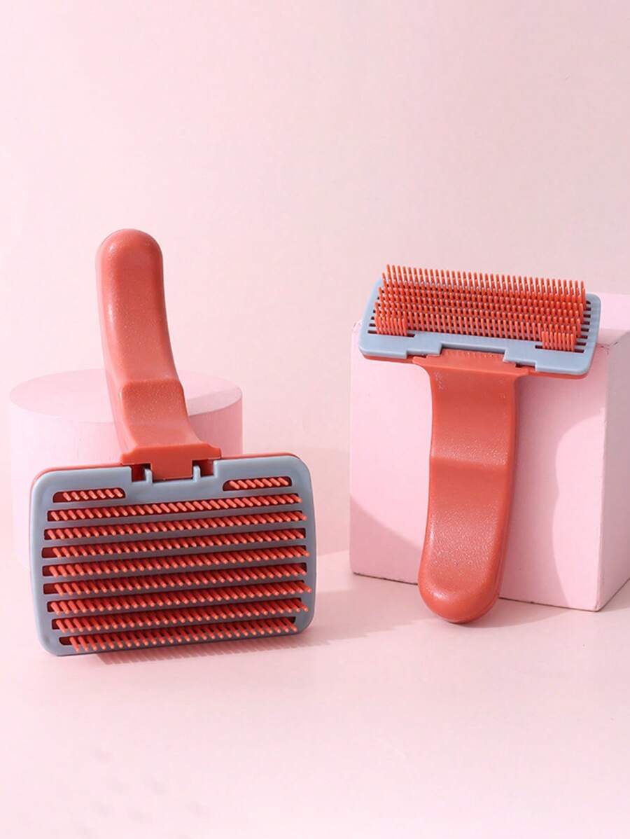 1入組撞色寵物毛刷適用於狗狗和貓適用於刷洗 - 紅色 - 查看 1