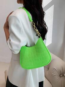 Medium Hobo Bag Embossed Detail Neon Green Nylon Funky - Green - View 3