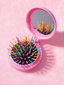 ROMWE Anime 1pc Bow Pattern Foldable Cushion Hair Brush With Mirror - Multicolor - View 2