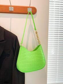 Medium Hobo Bag Embossed Detail Neon Green Nylon Funky - Green - View 7